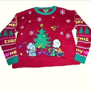 Peanuts| Snoopy| Woodstock|Charlie Brown Ugly  Christmas Sweater NWOT Large